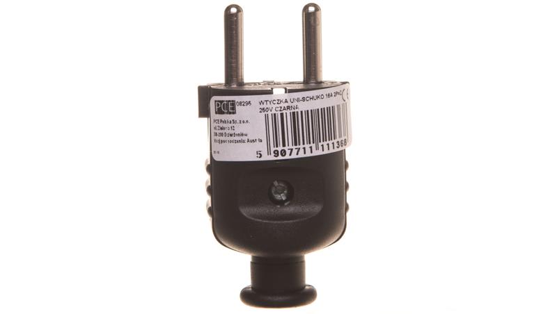 Wtyczka prosta 10/16A 2P+Z UNI-SCHUKO IP20 czarna 08295-28937
