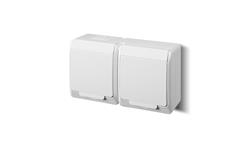 HERMES Gniazdo podwójne z/u 2P+Z SCHUKO IP44 białe 0325-02-40755