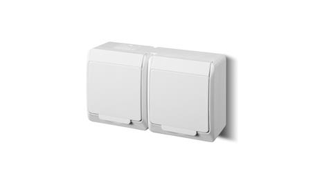 HERMES Gniazdo podwójne z/u 2P+Z SCHUKO IP44 białe 0325-02-40755