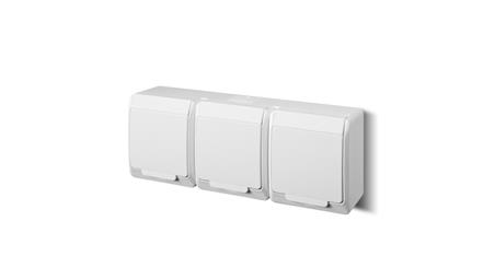 HERMES Gniazdo potrójne z/u 2P+Z SCHUKO IP44 białe 0326-02-40792