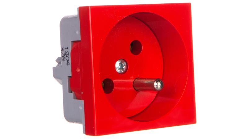 Gniazdo pojedyncze 16A 2P+Z czerwone QP 45X45 BB-45048