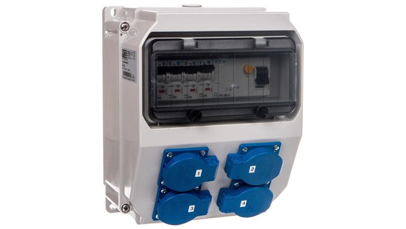 Rozdzielnica stacjonarna LUBLIN 9modułów z zabezpieczeniami 4xGS 16A 250V FI40 IP44 9018012-65955