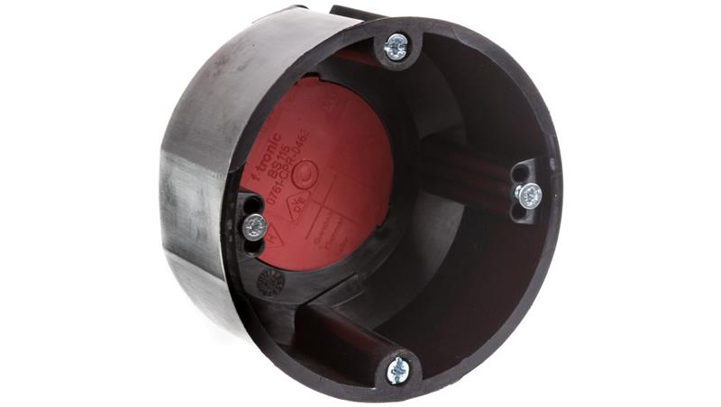 Puszka przeciwogniowa, do pustych ścian, osprzętowa fi 60mm, płytka E90 BS115 czarna 83119007-75603
