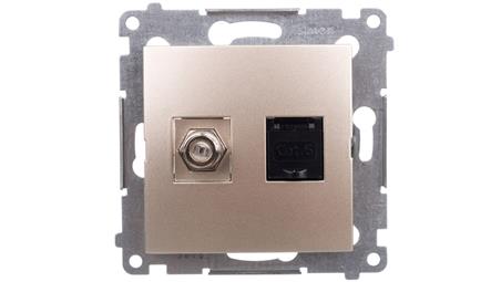 Simon 54 Gniazdo antenowe typu F+ komputerowe RJ45 kat.6 złoty mat DASFRJ45.01/44-120