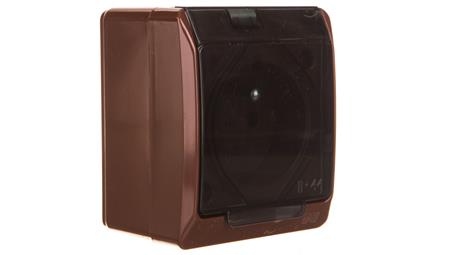 HERMES Gniazdo pojedyncze z/u brązowe z klapką transparentną 2P+Z IP44 0321-05-40754