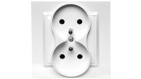 Simon 10 Gniazdo podwójne z/u MONOBLOCK 16A, 250V białe CGZ2/11-42751