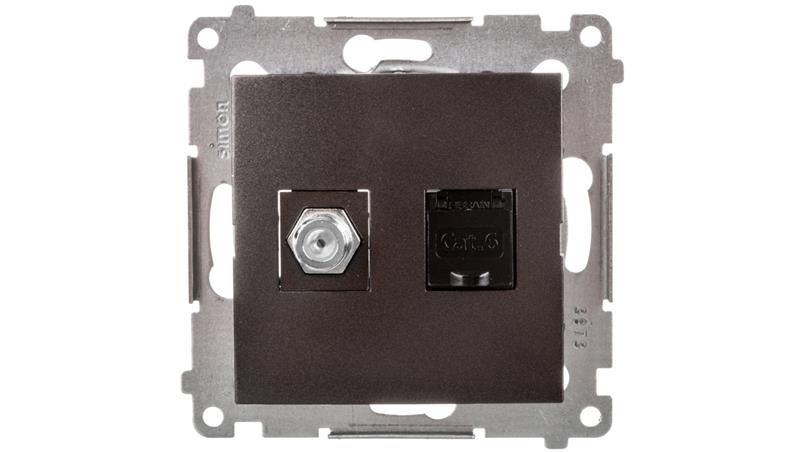 Simon 54 Gniazdo antenowe i komputerowe typu F i RJ45 kat.6 antracyt DASFRJ45.01/48-49