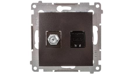 Simon 54 Gniazdo antenowe i komputerowe typu F i RJ45 kat.6 antracyt DASFRJ45.01/48-49