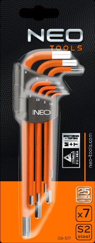 Klucze sześciokątne 1.5-6 mm, zestaw 7 szt