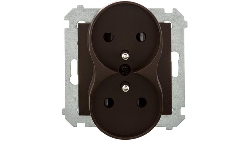 Simon 54 Nature Gniazdo podwójne z/u z przesłonami brąz mat DGZ2MZN.01/46-43542