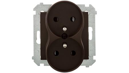 Simon 54 Nature Gniazdo podwójne z/u z przesłonami brąz mat DGZ2MZN.01/46-43542