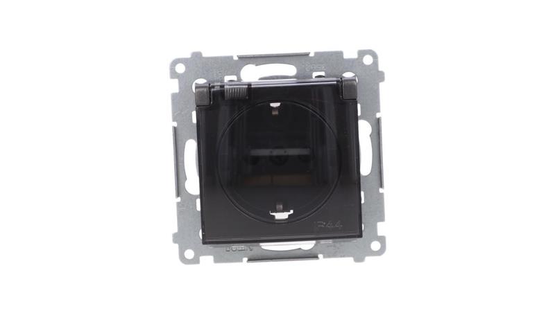 Simon 54 Gniazdo Schuko do wersji IP44 z przesłonami z uszczelką klapka transparentna antracyt DGSZ1BZ.01/48A-43386 Simon 54 Gniazdo Schuko do wersji IP44 z przesłonami z uszczelką klapka transparentna antracyt DGSZ1BZ.01/48A-43386