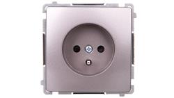 Simon Basic Gniazdo pojedyncze z/u z przesłonami stal inox BMGZ1Z.01/21-43541