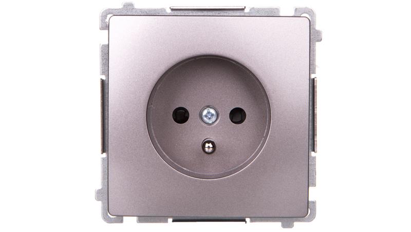 Simon Basic Gniazdo pojedyncze z/u z przesłonami stal inox BMGZ1Z.01/21-43541