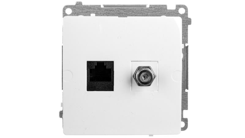 Simon Basic Gniazdo antenowe typu F + komputerowe RJ45 kat.6 białe BMAFRJ45.01/11-50 Simon Basic Gniazdo antenowe typu F + komputerowe RJ45 kat.6 białe BMAFRJ45.01/11-50