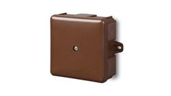 Puszka hermetyczna n/t 86x86x39mm z zaciskiem 5x2,5mm z uszami montaż. IP55 brązowa 0226-61-77428