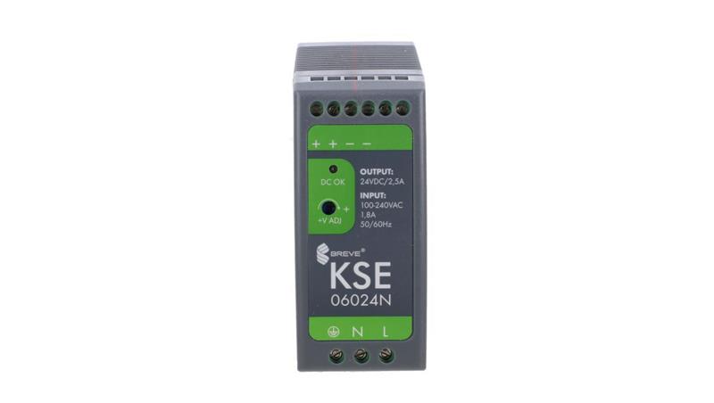 Zasilacz impulsowy KSE 06024P 230/ 24V DC 2,5A 60W na szynę DIN, Uzas: 85-264VACVAC, Ta70, 18924-9990-10112 Zasilacz impulsowy KSE 06024P 230/ 24V DC 2,5A 60W na szynę DIN, Uzas: 85-264VACVAC, Ta70, 18924-9990-10112