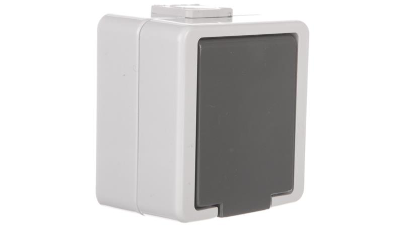JANTAR Gniazdo pojedyncze z/u IP44 z klapką szare GNt-16J-40736 JANTAR Gniazdo pojedyncze z/u IP44 z klapką szare GNt-16J-40736