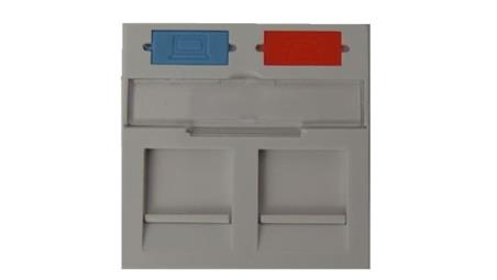 Adapter M45 2xKeystone klapki przeciwkurzowe biały z polem opisowym X-EAK02-B-28137