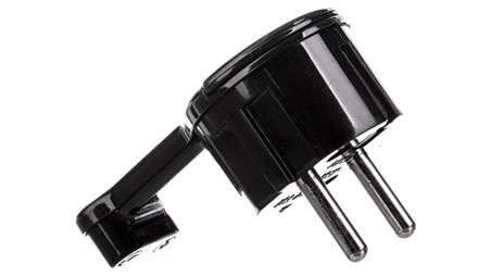 Wtyczka kątowa ULTRA PŁASKA 16A 2P+Z 250V z uchwytem czarna WT-16UP-28917
