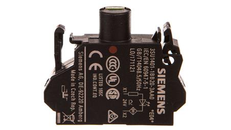 Oprawka blok LED czerwony 24V AC-DC montaż czołowy przył sprężynowe SIRIUS ACT 3SU1401-1BB20-3AA0-21313