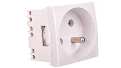 Gniazdo Z Uziemieniem Białe 45mmx45mm / 24546-W-45069