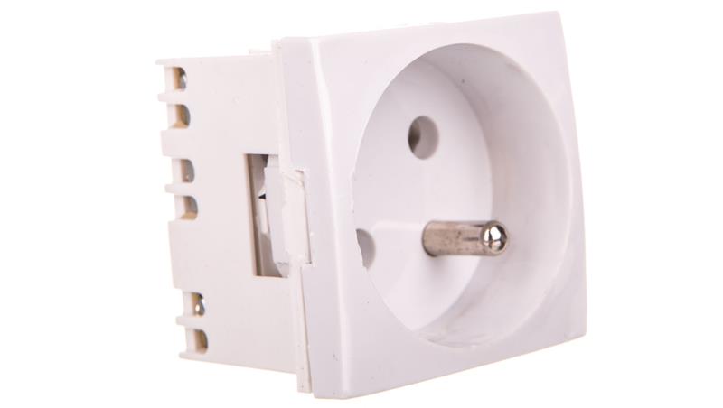 Gniazdo Z Uziemieniem Białe 45mmx45mm / 24546-W-45069 Gniazdo Z Uziemieniem Białe 45mmx45mm / 24546-W-45069