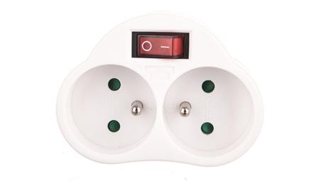 Rozgałęźnik wtyczkowy 2-gniazda z/u biały P0062-29310