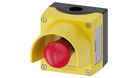 Kaseta z przyciskiem bezpieczeństwa 1R przez obrót żółta z kołnierzem IP69k SIRIUS ACT 3SU1801-0NA00-2AC2-19308