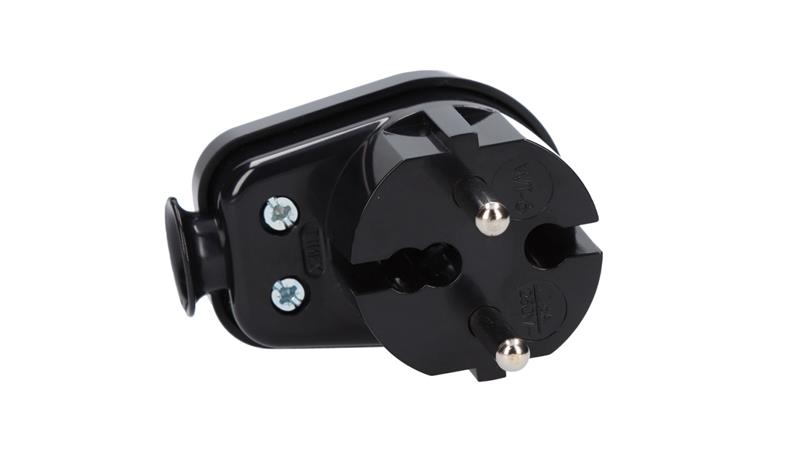 Wtyczka kątowa b/u 16A 2P 250V czarna WT-16 K2-28947
