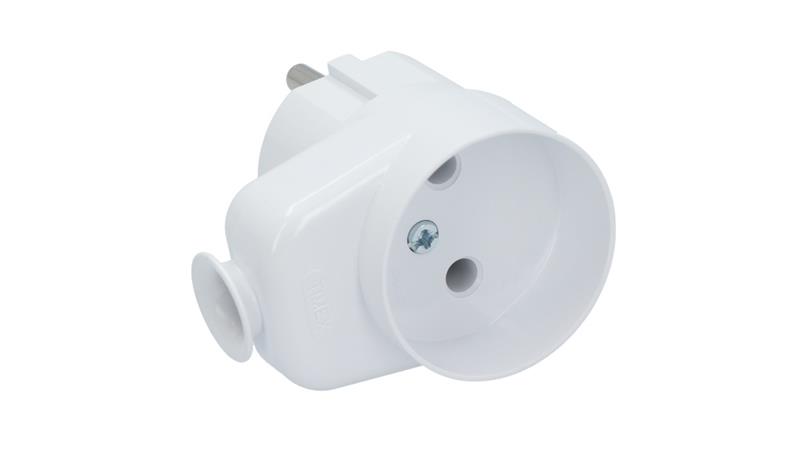 Wtyczka kątowa z gniazdem b/u 16A 2P 250V biała WT-16U/G K2-28949