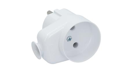 Wtyczka kątowa z gniazdem b/u 16A 2P 250V biała WT-16U/G K2-28949