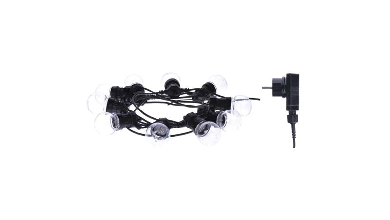 Łańcuch z żarówek 10x 5 LED, 2,25W przeźroczyste, 5m IP44 ciepła biała DCPW02-50255