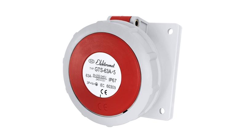 Gniazdo tablicowe skośne 63A/400V 5P IP67 6h 3P+N+Z GTS 63/5 921828-31754