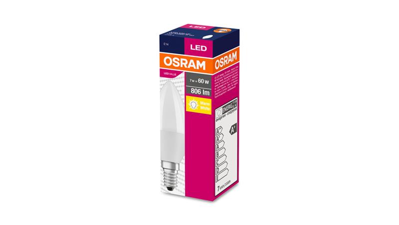 Żarówka LED VALUE CLASSIC B 60 E14 7,5W 806lm 2700K 827 FR non-dim 4058075152915-47258
