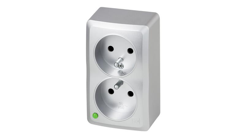 BERG Gniazdo podwójne z uziemieniem n/t GNT 2x2P+Z srebrne 3743-06-42980