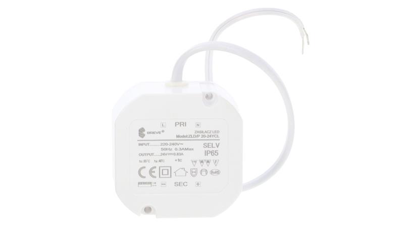 Zasilacz LED 24V DC 20W 0,83A IP65 /z zabezpieczeniami/ ZLDP 20-24YCL 19724-9020-50561