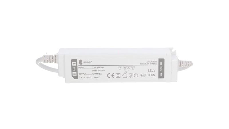 Zasilacz LED 12V DC 60W 5A IP65 /z zabezpieczeniami/ ZLDP 60-12YCL 19712-9039-50632