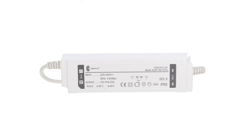 Zasilacz LED 12V DC 100W 8,33A IP65 /z zabezpieczeniami/ ZLDP 100-12YCL 19712-9040-50591
