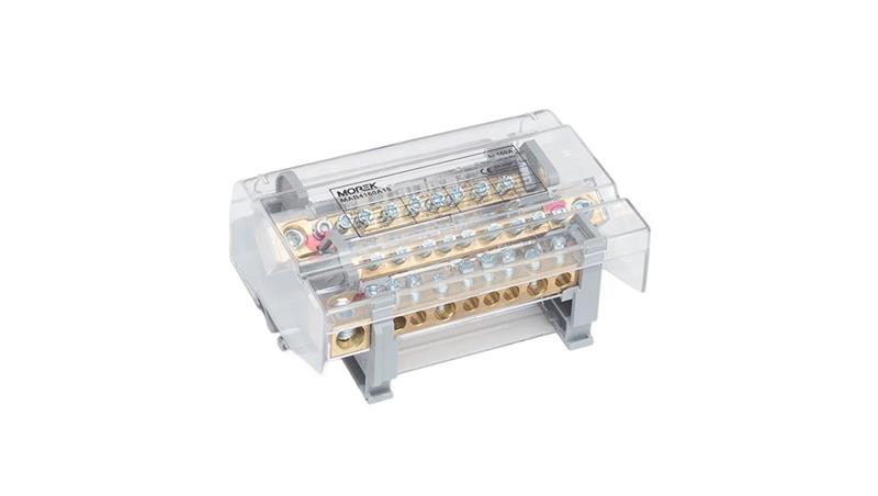 Blok dystrybucyjno-rozdzielczy MOBLOCK 4-polowy 160A-9 + 1 x 50 mm2 + 2 x 35 mm2 + 6 x 16 mm2 TS35 MAB4160A18-64180