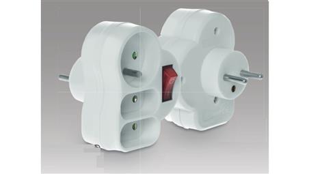Rozgałęźnik wtyczkowy z wyłącznikiem 1-gniazdo z/u + 2x Euro biały R-12WS-29326