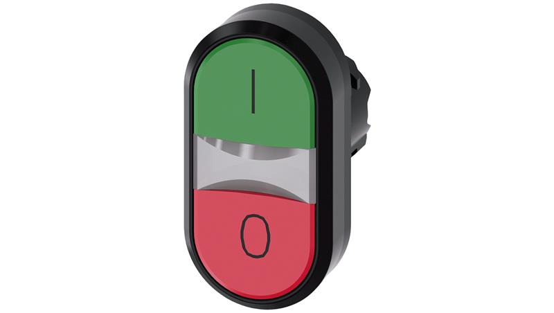 Przycisk podwójny 22mm tworzywo zielony /I/ czerwony /O/ przyciski płaskie z samopowrotem SIRIUS ACT 3SU1000-3AB42-0AK0-11115