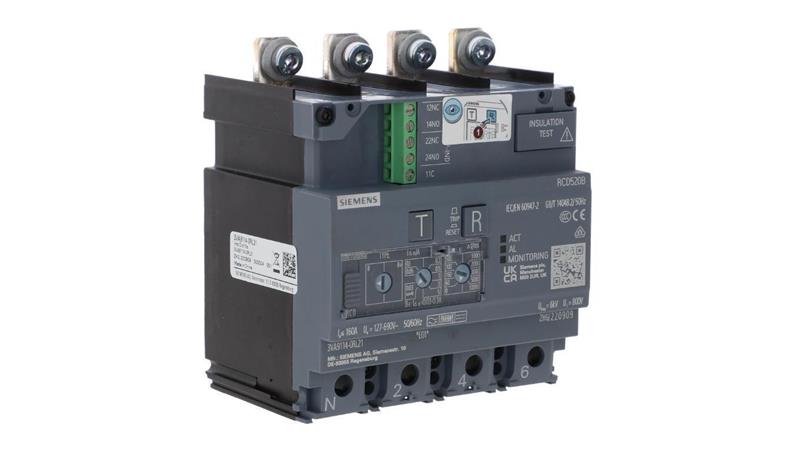 Moduł różnicowoprądowy RCD520B typu B/B+ montowany od dołu 4P do 3VA11 3VA9114-0RL21-14080