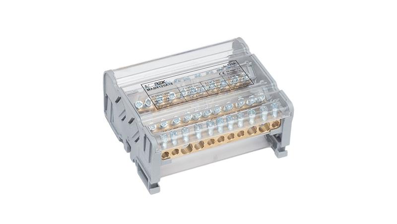 Blok dystrybucyjno-rozdzielczy MOBLOCK 4-polowy 125A-11 2x35mm2 + 2x25mm2 + 7x6mm2 TS35 MAB4125A18-64166