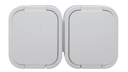 B2 Gniazdo podwójne 2P+Z SCHUKO bryzgoodporne z klapką w kolorze wyrobu IP54 biały 00060278-40853