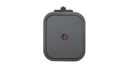 B2 Łącznik zwierny natynkowy 10A 250V światło/dzwonek IP54 podświetlany szary 00060278-41850