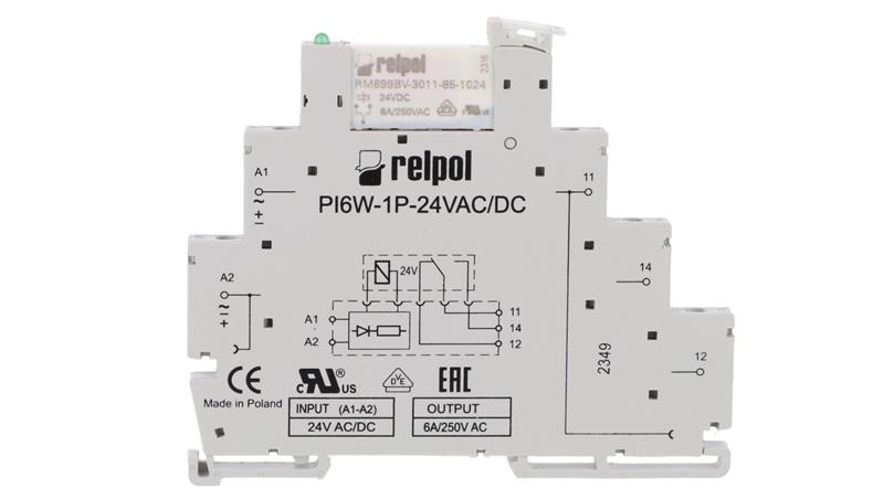 Przekaźnik interfejsowy 1P 6A 24V AC/DC PIR6W-1P-24VAC/DC 856065-15654