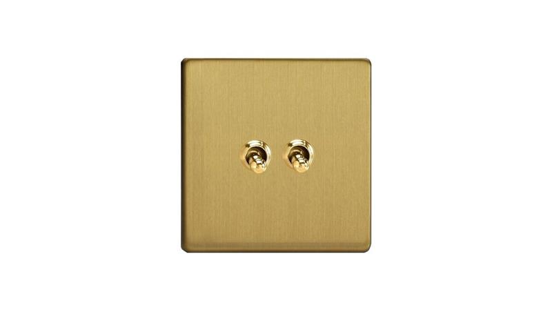 Łącznik uniwersalny schodowy podwójny 10A 230V dźwigniowy 86x86mm - kolor mosiądz szlifowany METZ2ET2SB-D-40053 Łącznik uniwersalny schodowy podwójny 10A 230V dźwigniowy 86x86mm - kolor mosiądz szlifowany METZ2ET2SB-D-40053
