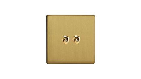 Łącznik uniwersalny schodowy podwójny 10A 230V dźwigniowy 86x86mm - kolor mosiądz szlifowany METZ2ET2SB-D-40053