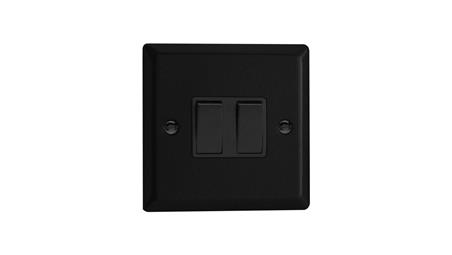 Łącznik uniwersalny schodowy podwójny 10A 230V klawiszowy 91x91x25mm - kolor czarny mat M-E2SBM-40448